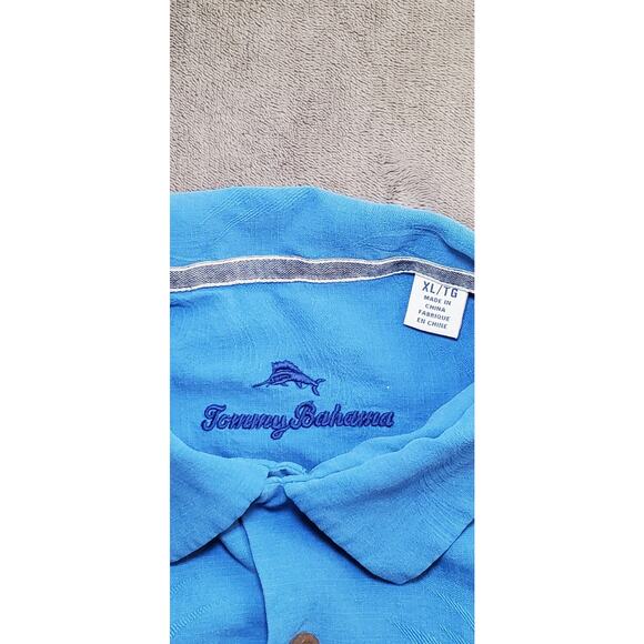 Tommy Bahama Shirt Sz XL Mens 100% Silk Blue Short Sleeve Button Up Camp C22-39 - Picture 4 of 8